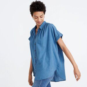 Madewell Petite Central Shirt in Bright Indigo Size XXS